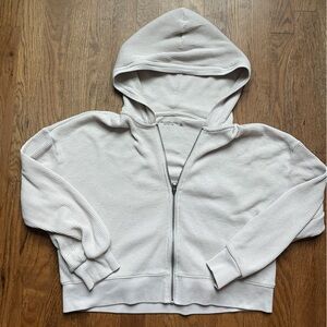 Abercrombie & Fitch Textured Cream Zip-Up Hoodie
